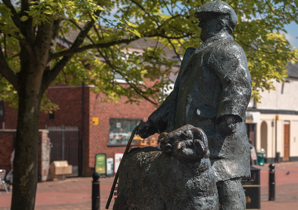The Borderlands Farmer statue in Oswestry – an ancient market town and home of Monks Estate Agents